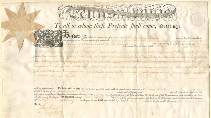 Commonwealth of Pennsylvania Document signed by Thomas McKean